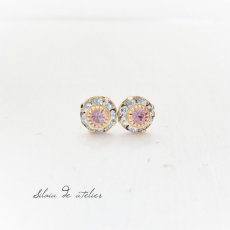 画像2: vintageスワロフスキー　ブルー×ラベンダー　ゴールドメッキピアス (2)