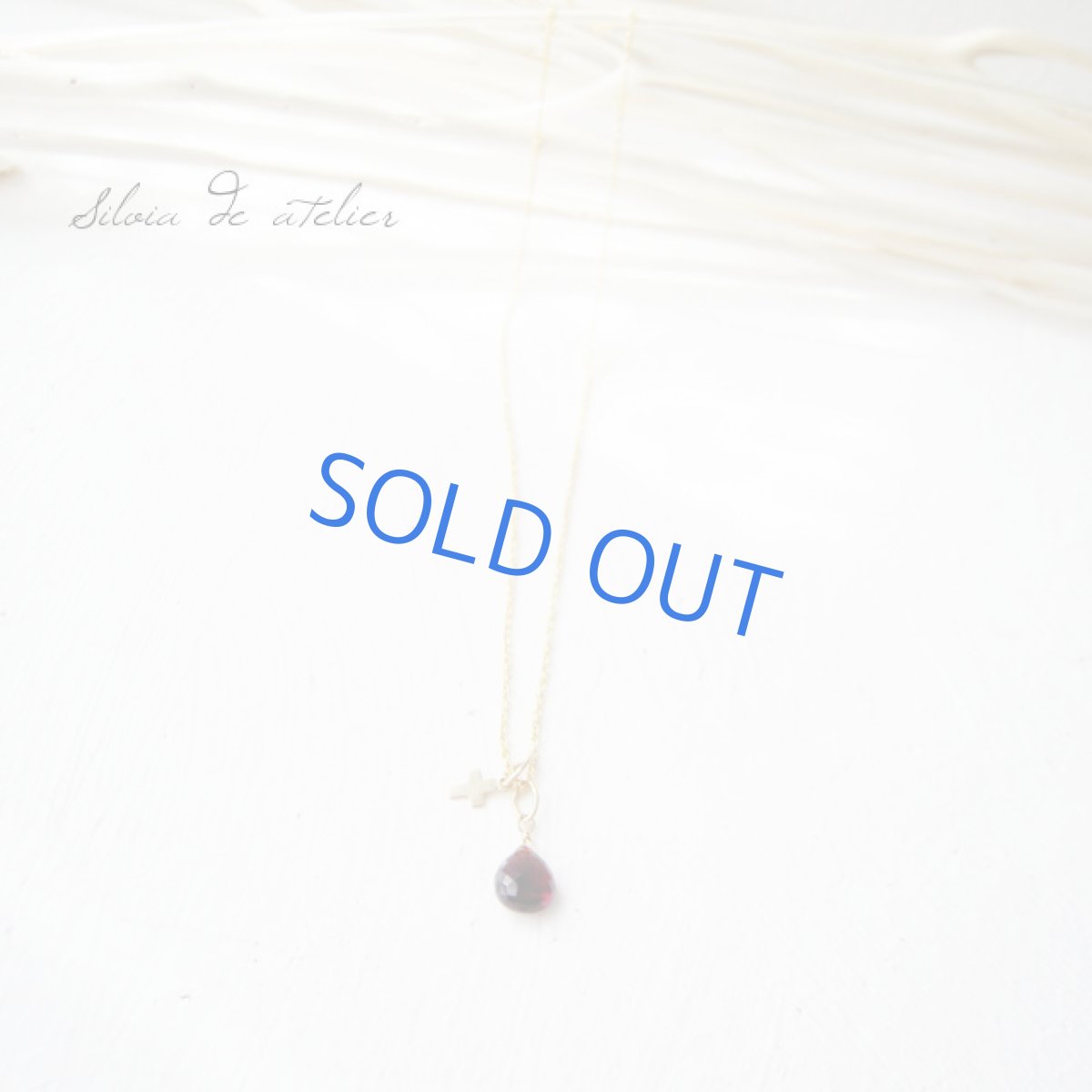 画像5: ダークガーネットカラー マロンカット クロスチャーム付 14kgfネックレス (5)