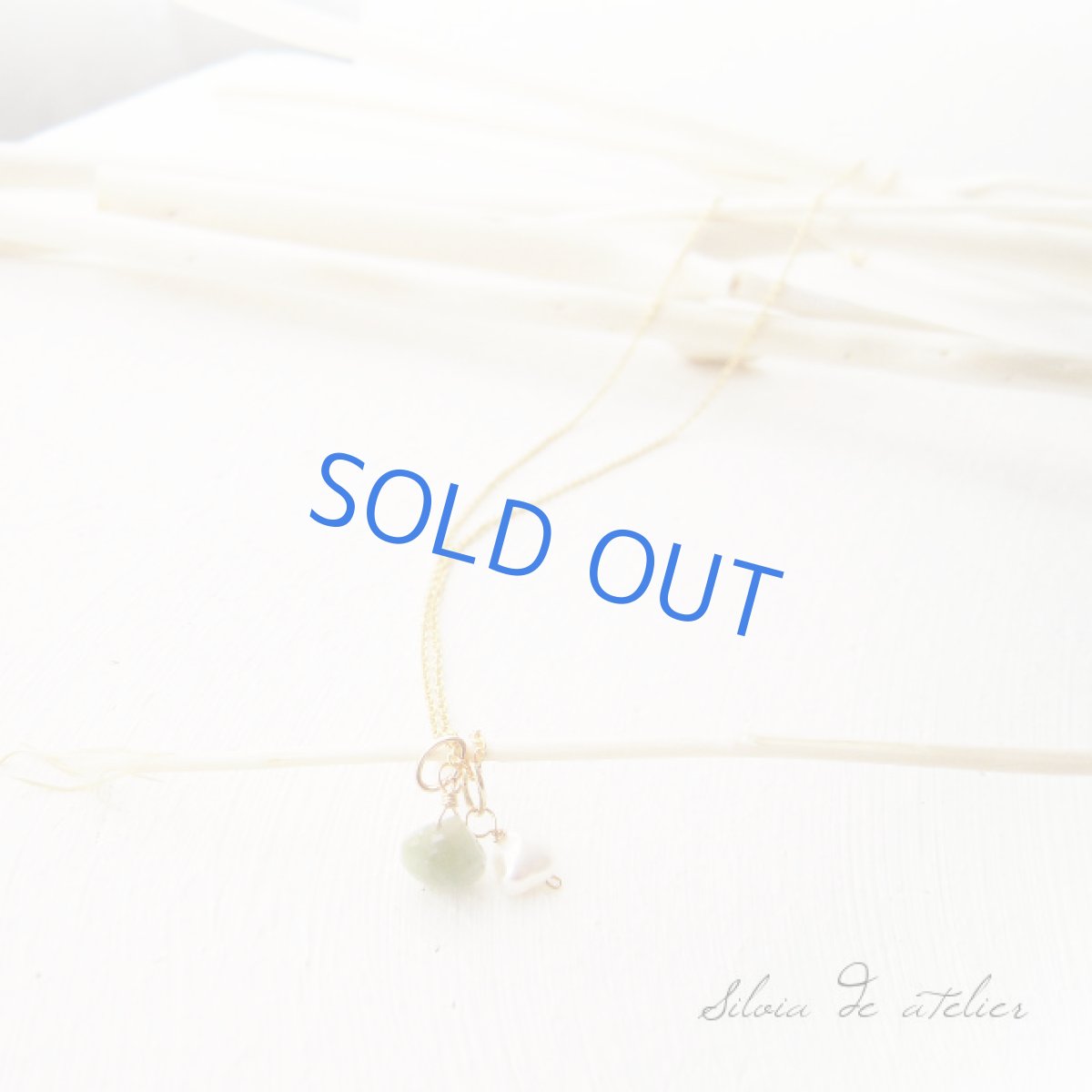 画像5: グリーンクォーツキャッツアイ×淡水パールチャーム 14kgfネックレス (5)