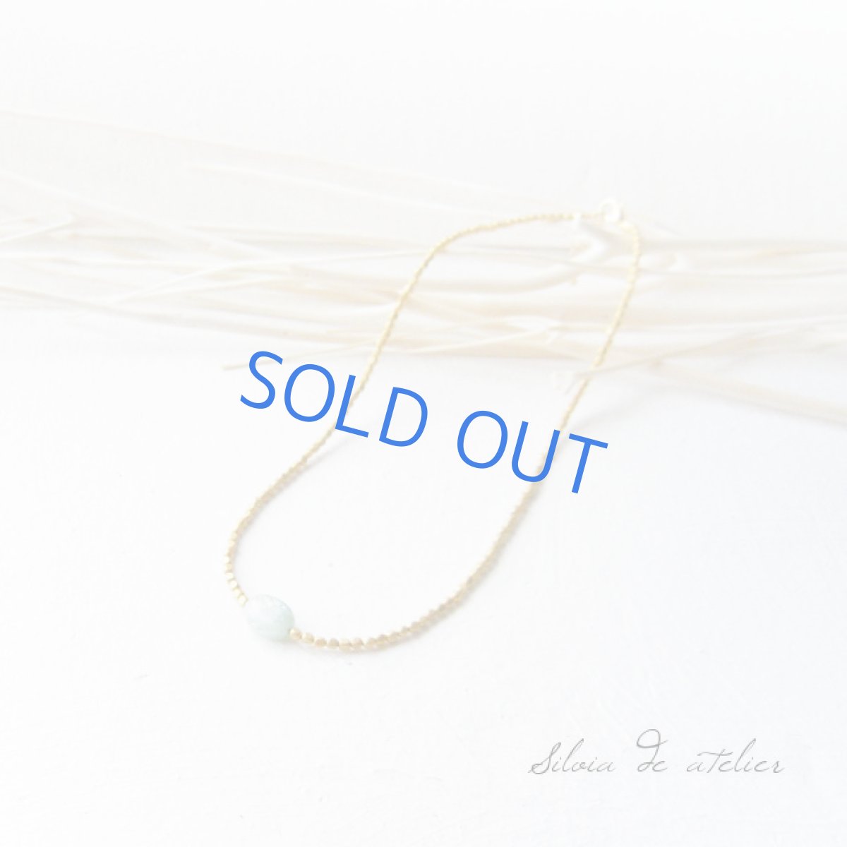 画像4: グリーンカイヤナイトオーバル メタルビーズショートネックレス (4)