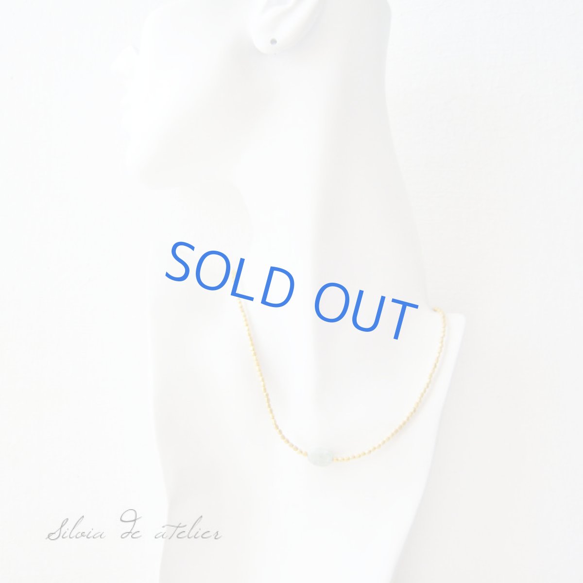 画像3: グリーンカイヤナイトオーバル メタルビーズショートネックレス (3)