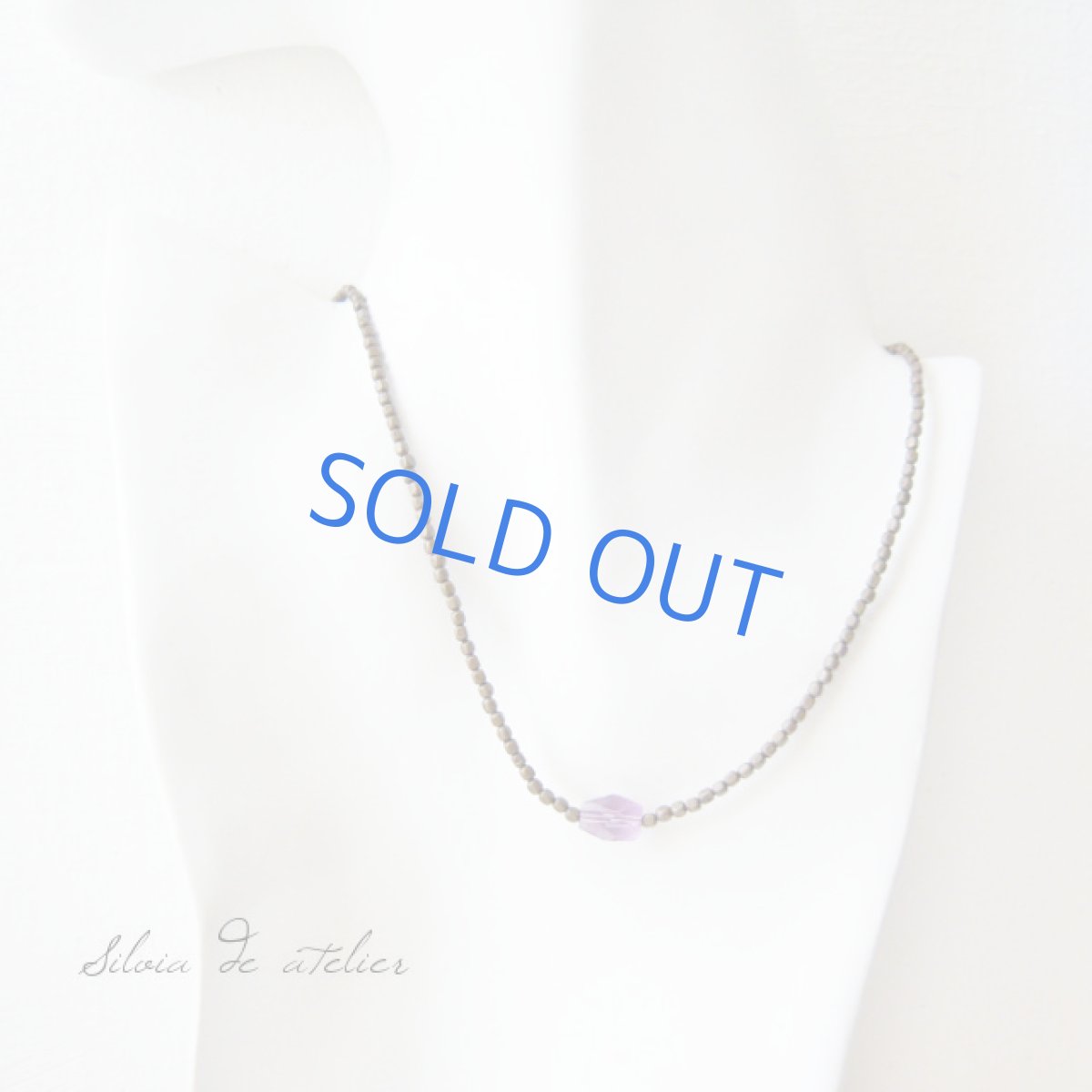 画像3: 宝石質天然石タンブルアメジスト メタルビーズショートネックレス (3)