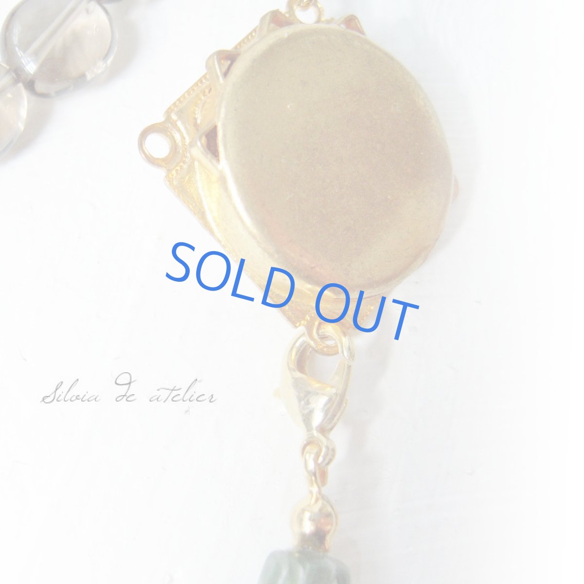 画像2: 5WAY ヴィンテージ金具 スモーキークォーツタンブル×セラフィナイト ロングネックレス (2)