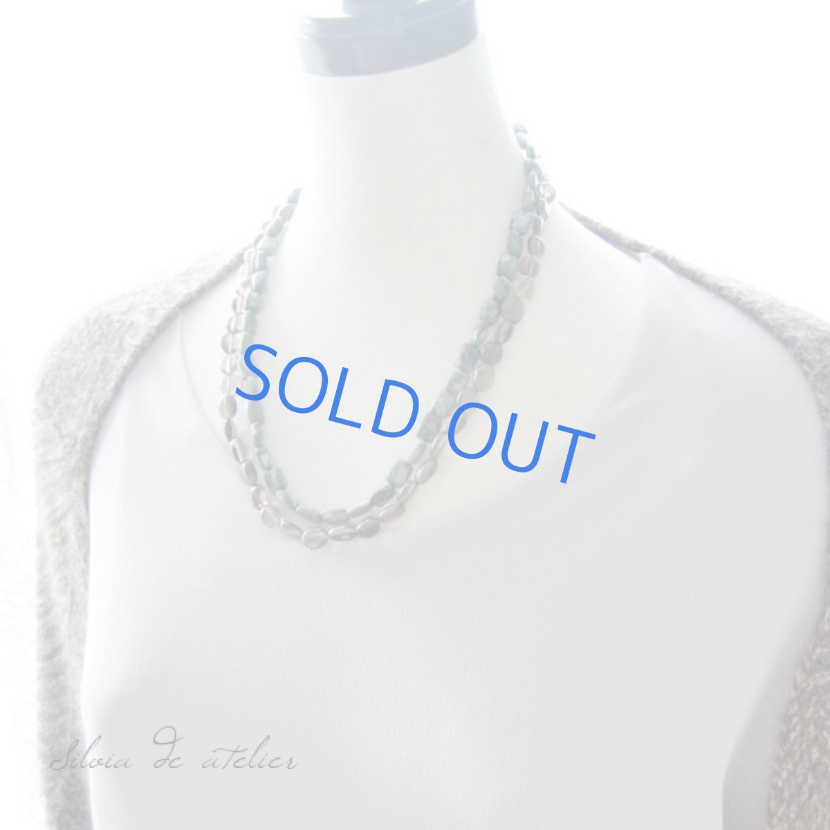 画像4: 5WAY ヴィンテージ金具 スモーキークォーツタンブル×セラフィナイト ロングネックレス (4)