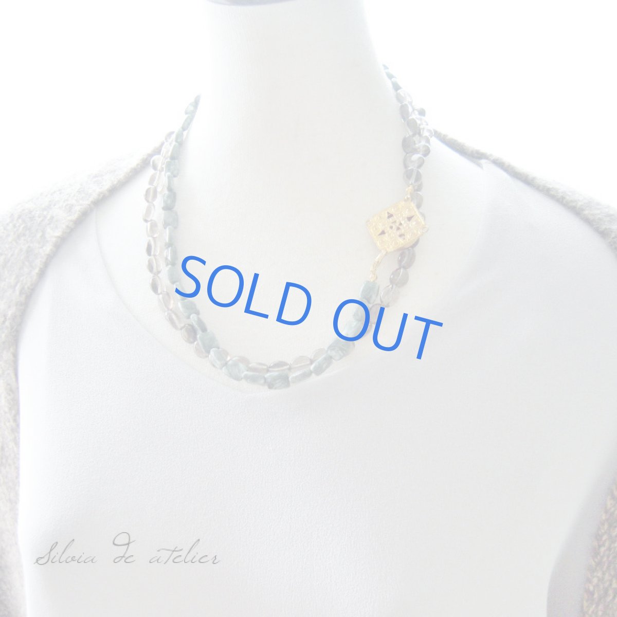 画像5: 5WAY ヴィンテージ金具 スモーキークォーツタンブル×セラフィナイト ロングネックレス (5)