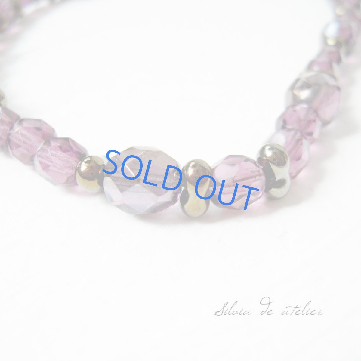 画像5: ワインパープルカラー チェコガラス メタルビーズロングネックレス (5)