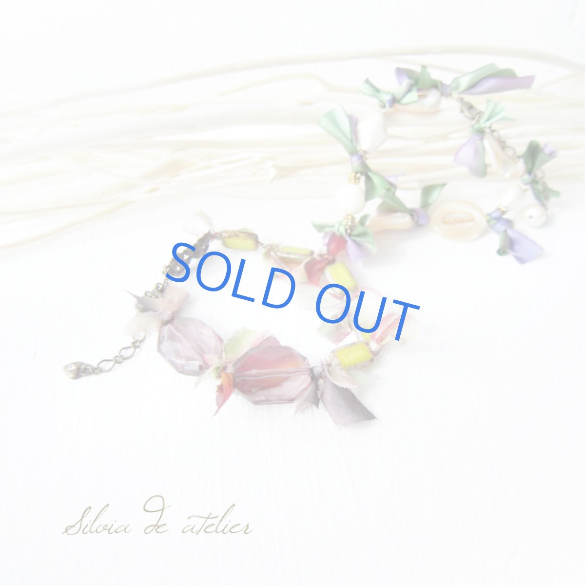 画像4: チェコガラス　シルクリボン　ブレスレット (4)