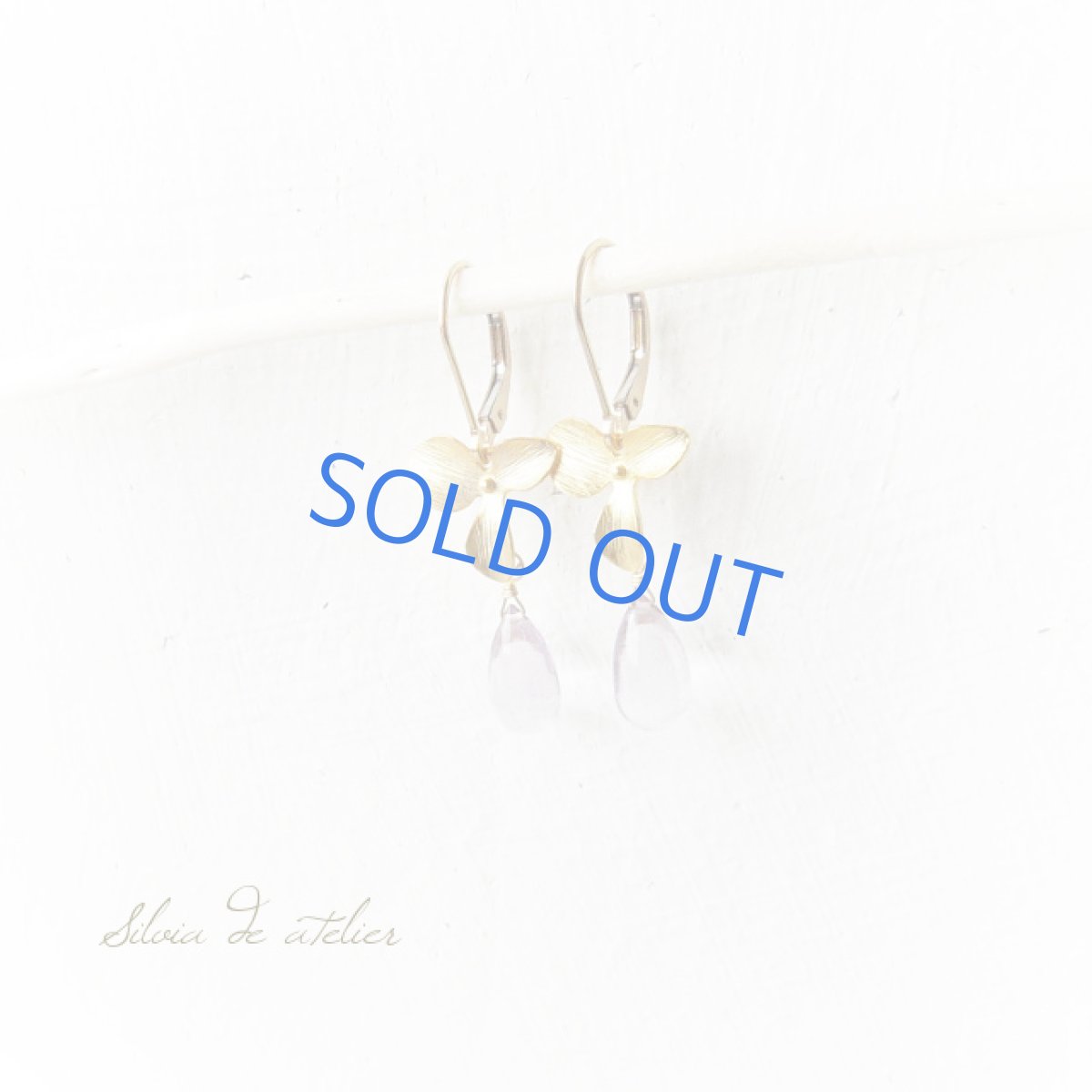 画像3: チャーム式フラワーパーツ&スムースライトアメジスト 14kgfフレンチフックピアス (3)