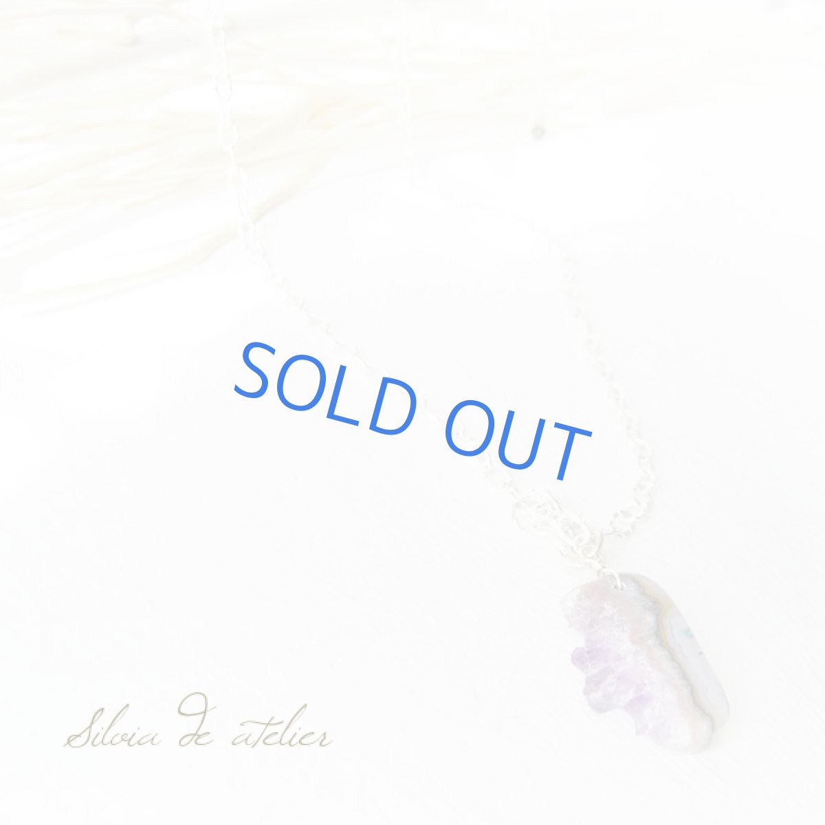 画像2: 希少♪アメジスト原石スライス　マットシルバーロングネックレス (2)