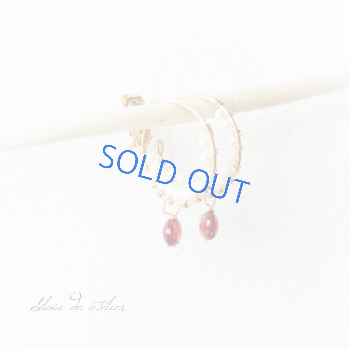 画像2: ケシパールチビフープ　ガーネットコイン　14kgfピアス (2)