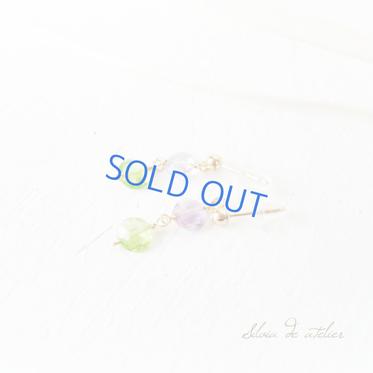 画像2: ペリドット&アメジスト コインカット 14kgfピアス (2)