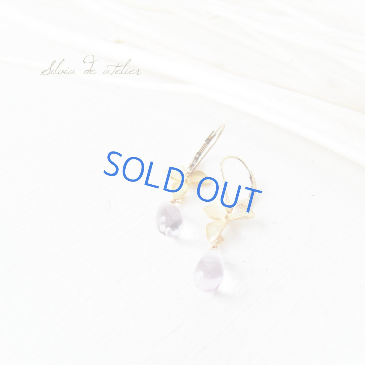 画像4: チャーム式フラワーパーツ&スムースライトアメジスト 14kgfフレンチフックピアス (4)