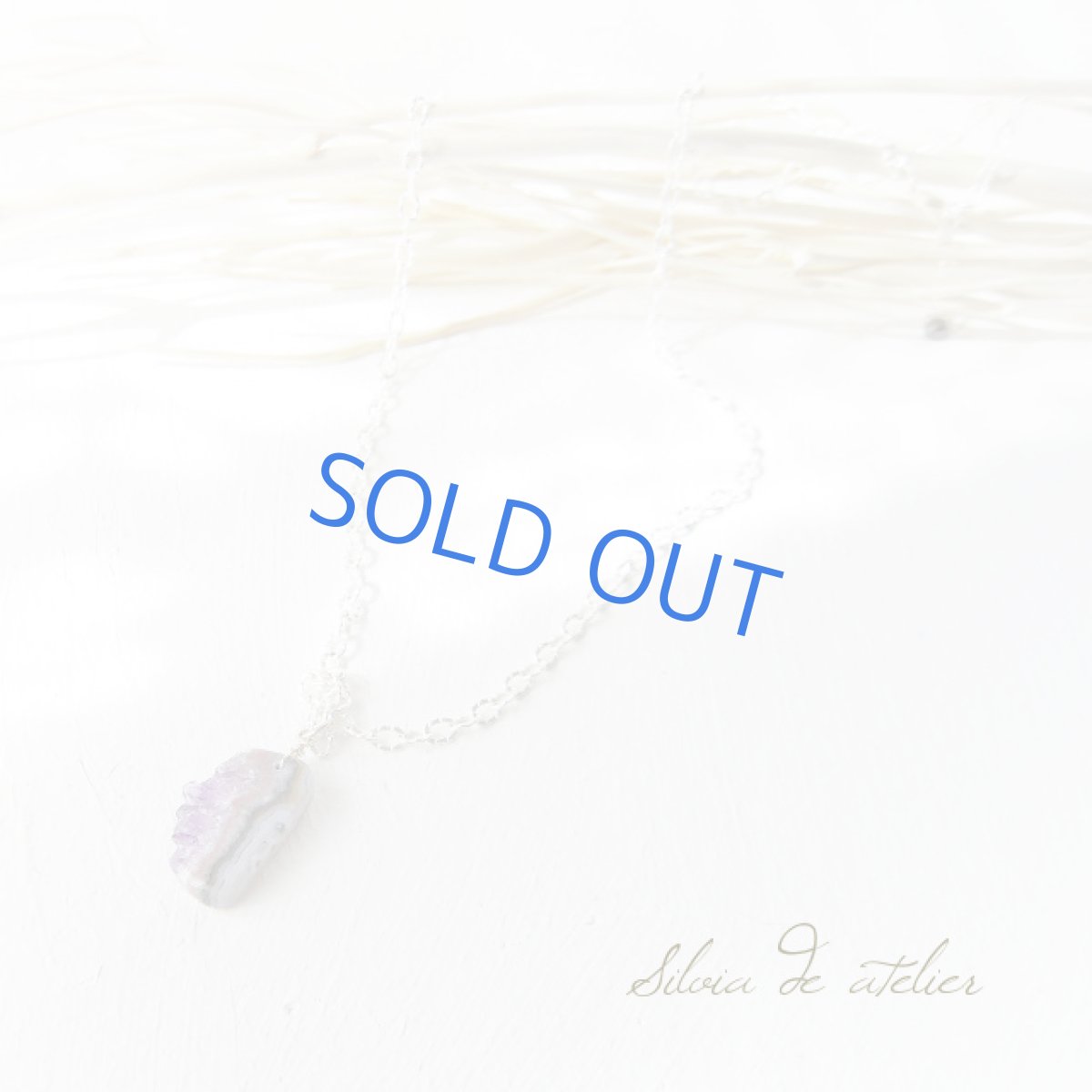 画像4: 希少♪アメジスト原石スライス　マットシルバーロングネックレス (4)