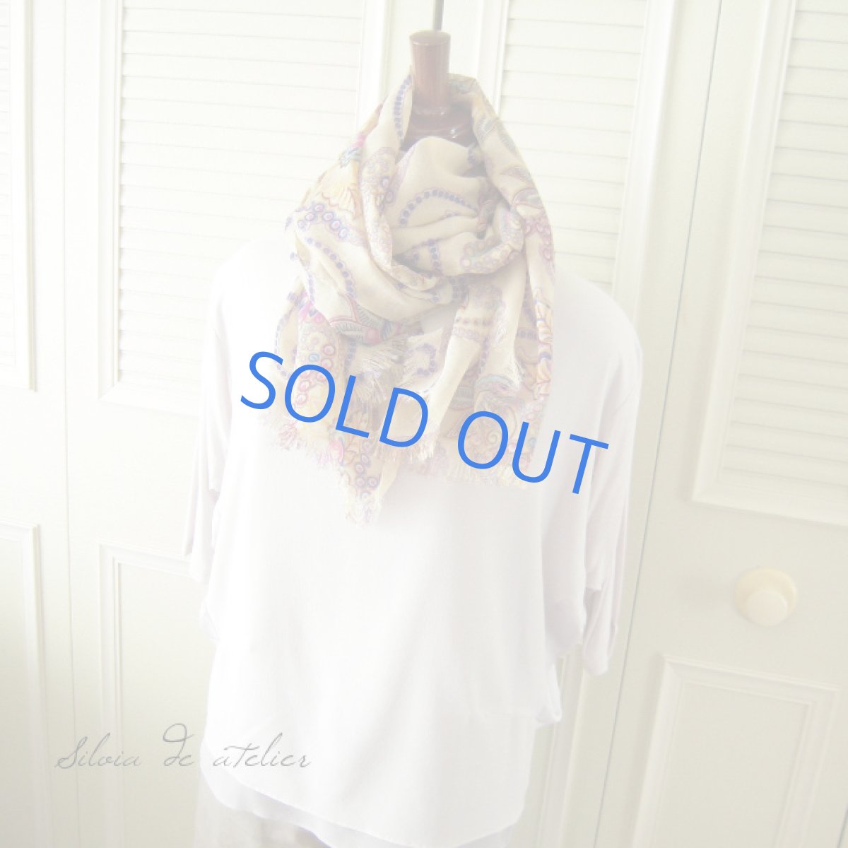 画像5: SELECT☆ブルー アジアン柄 フンワリストール (5)