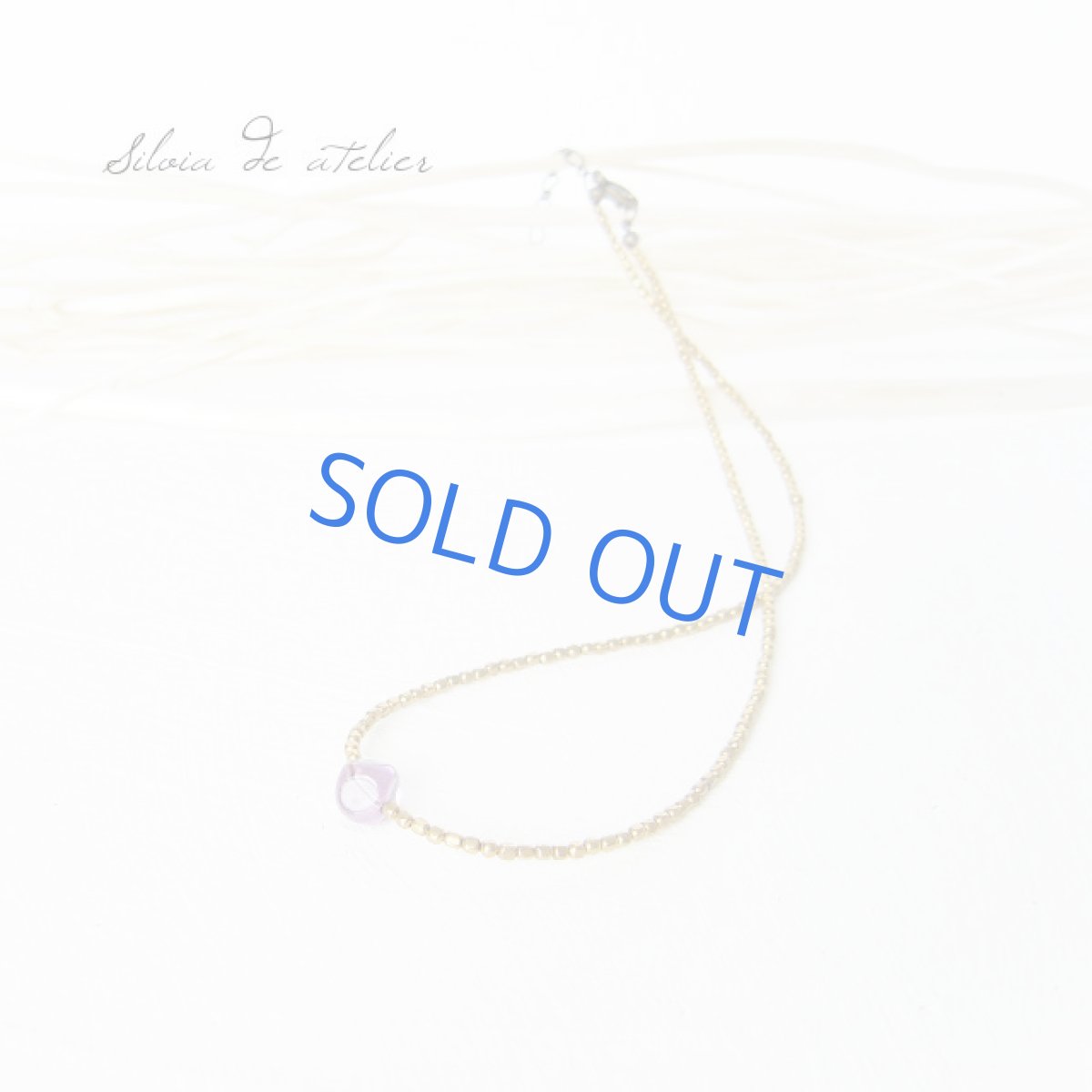 画像2: アメジストプレーンタンブル　アンティークゴールドメタルビーズショートネックレス (2)