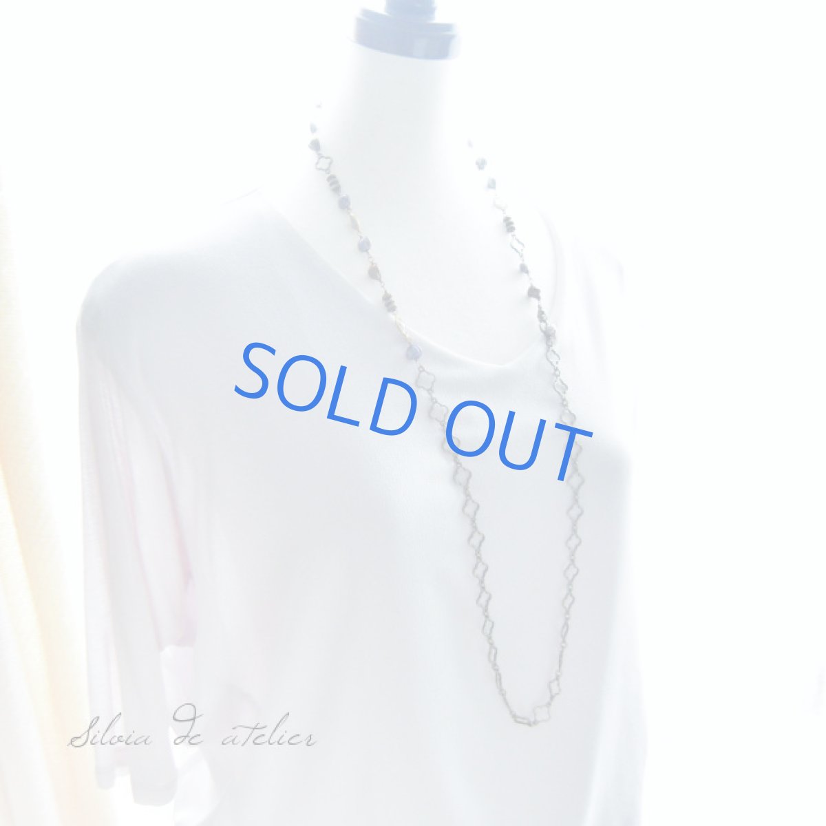 画像3: 6WAY ラブラドライト＆パール　アンティークゴールドロングネックレス (3)