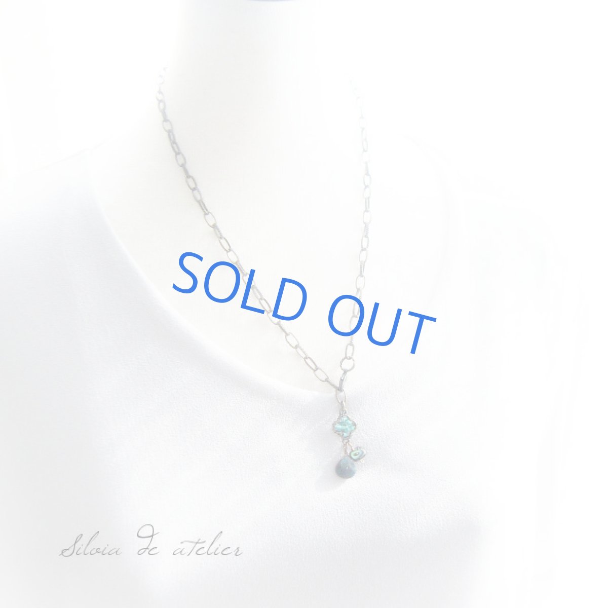 画像4: アパタイト&アバロンシェル ターコイズフラワー デザインネックレス (4)