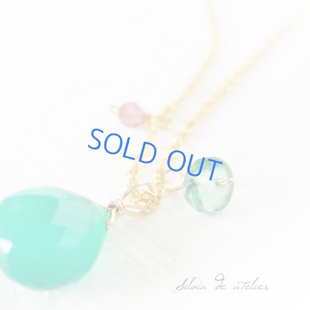 画像3: グリーンオニキス 3粒 14kgfネックレス (3)