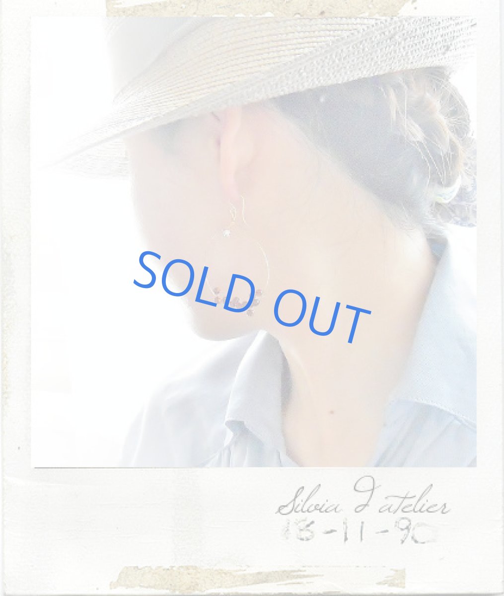 画像3: ガーネットアシンメトリー　大振り14kgfフープピアス (3)