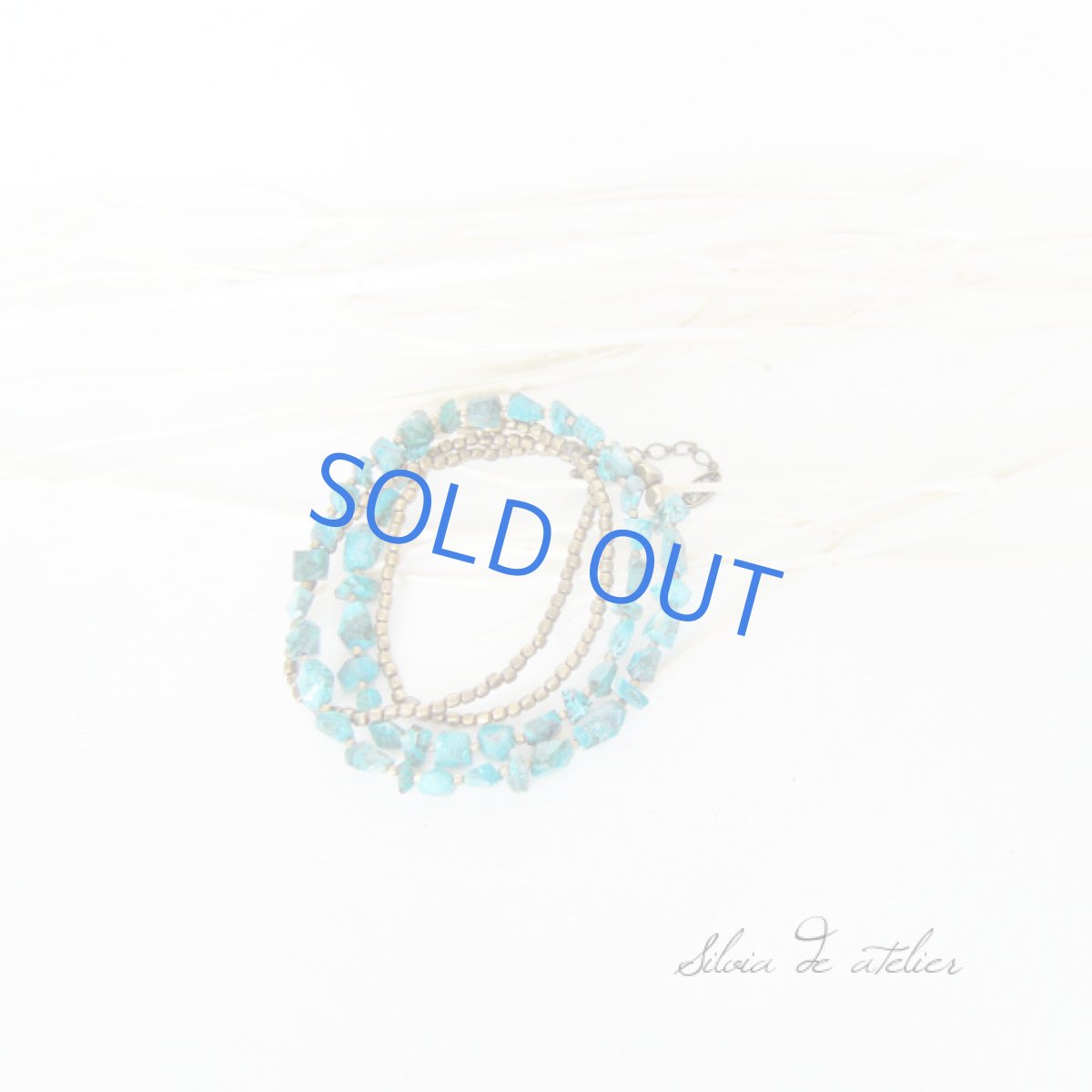 画像4: クリソコラタンブルカット　アンティークゴールドロングネックレス (4)