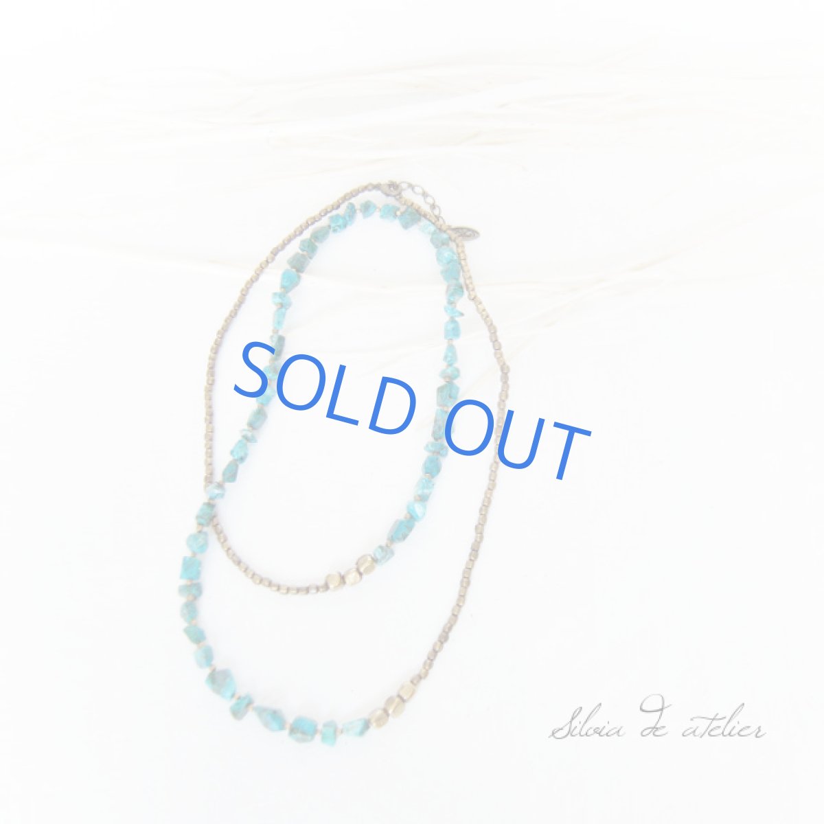 画像3: クリソコラタンブルカット　アンティークゴールドロングネックレス (3)