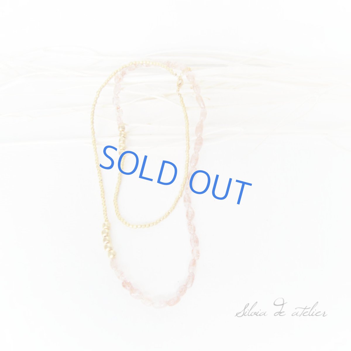 画像5: マイカサンストーンタンブル マットゴールドロングネックレス (5)