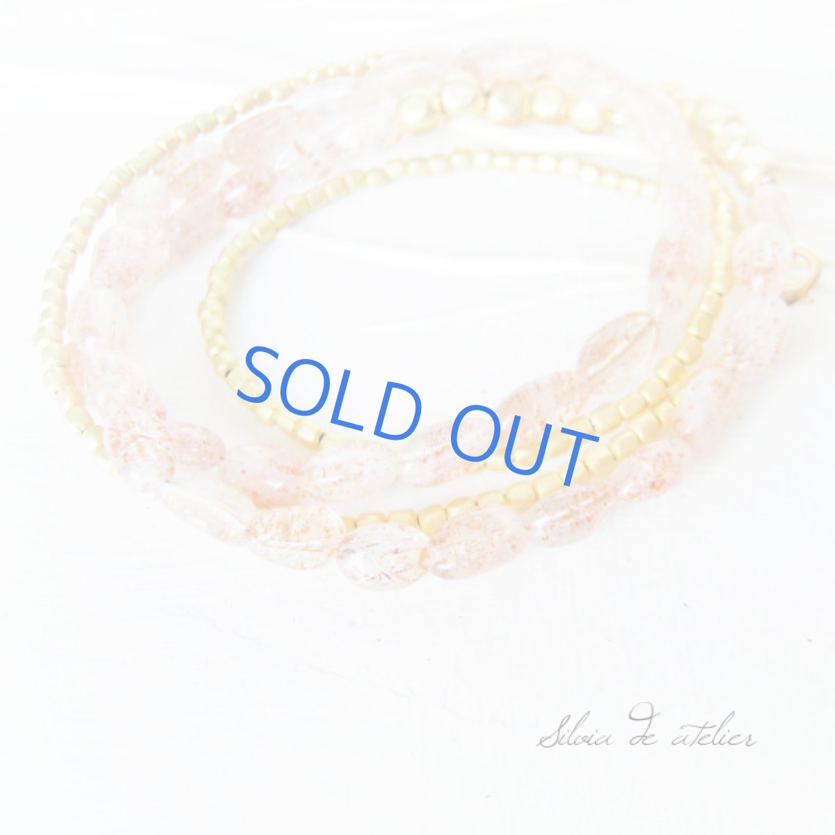 画像2: マイカサンストーンタンブル マットゴールドロングネックレス (2)