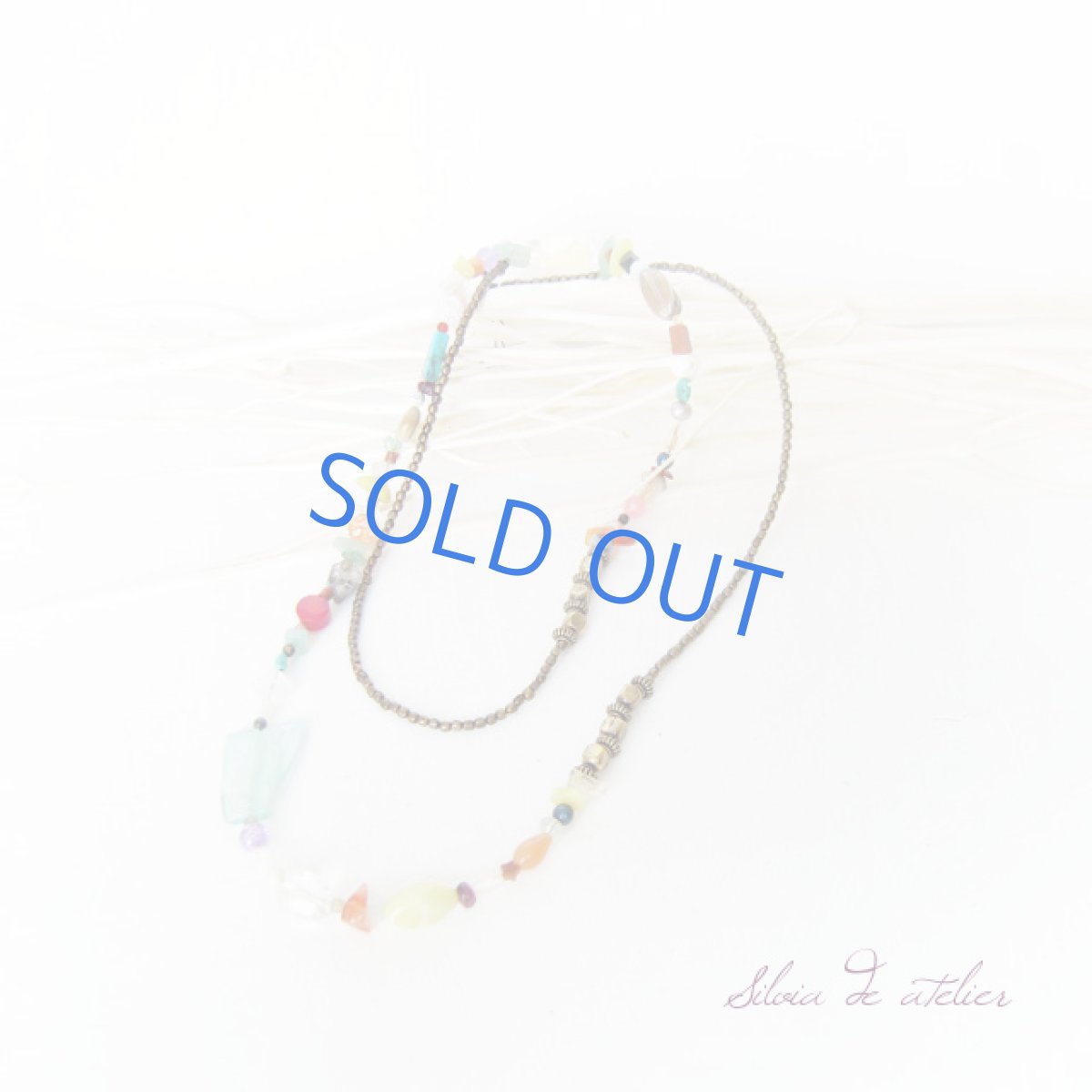 画像3: 天然石ミックス アンティークゴールドロングネックレス (3)