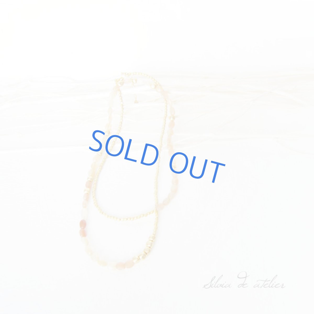 画像3: オレンジムーンストーンタンブル マットゴールドアシンメトリーロングネックレス (3)