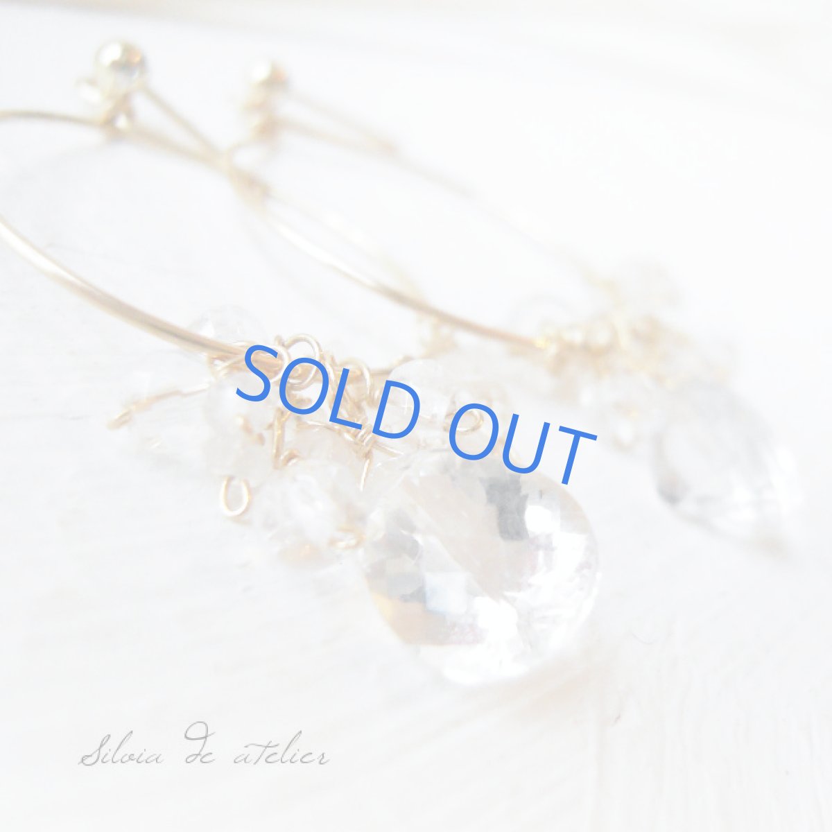 画像2: クリスタルジェムカット　クリスタルフリンジシャンデリアフープピアス (2)