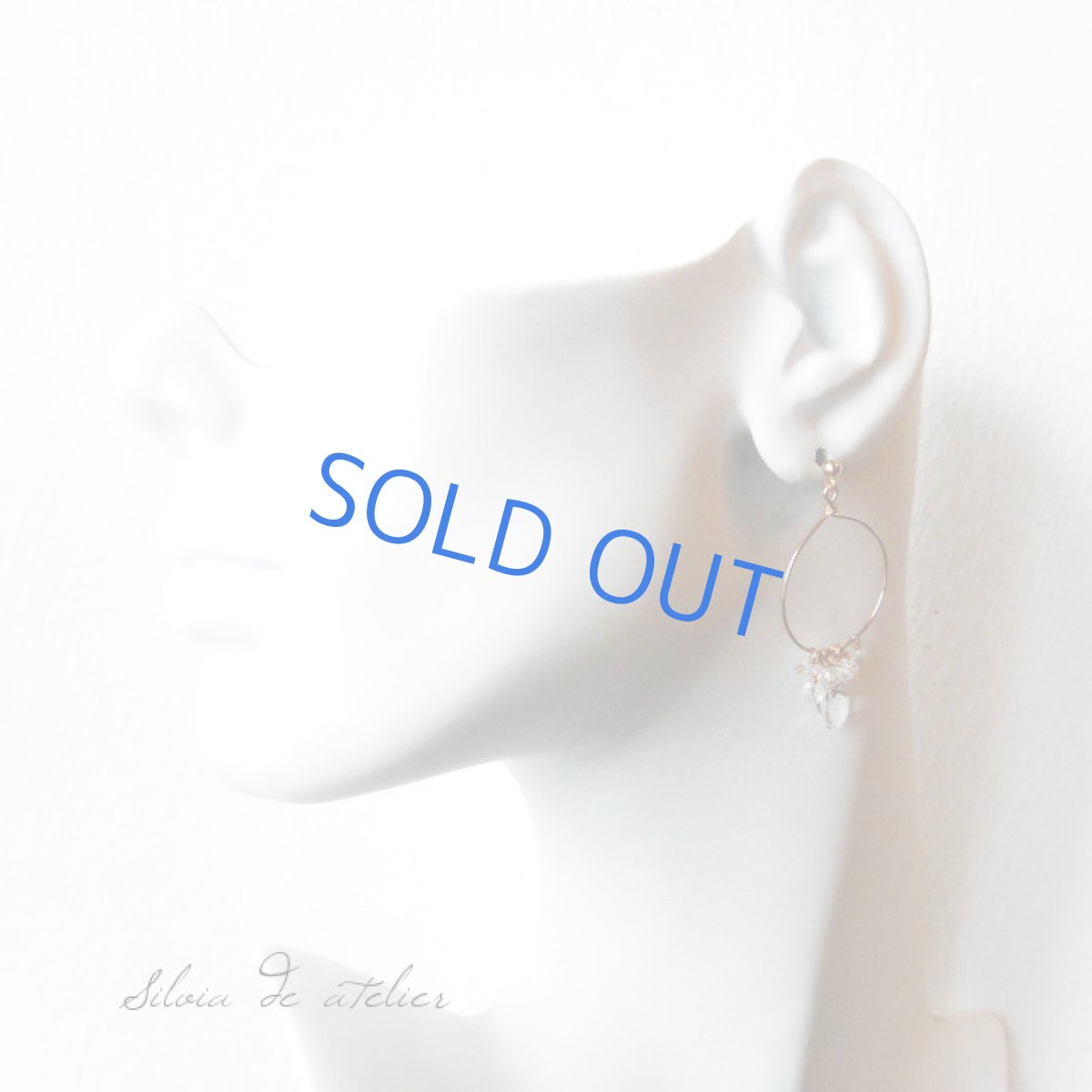 画像5: クリスタルジェムカット　クリスタルフリンジシャンデリアフープピアス (5)