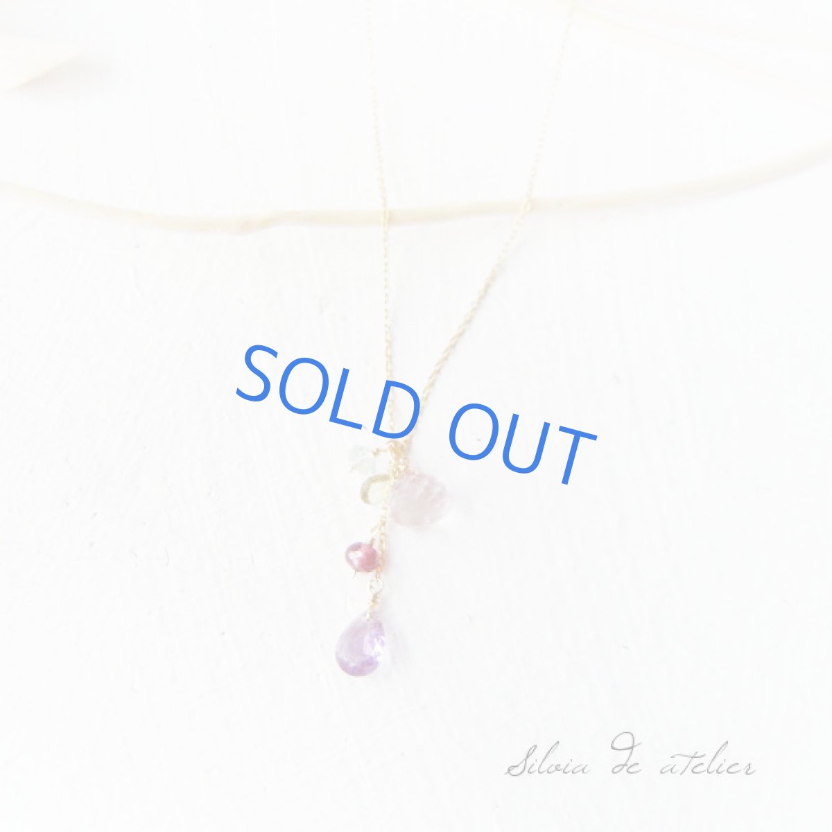 画像4: ピンククォーツ・アメジスト・グリーンサファイヤ　ライン　14kgfネックレス (4)