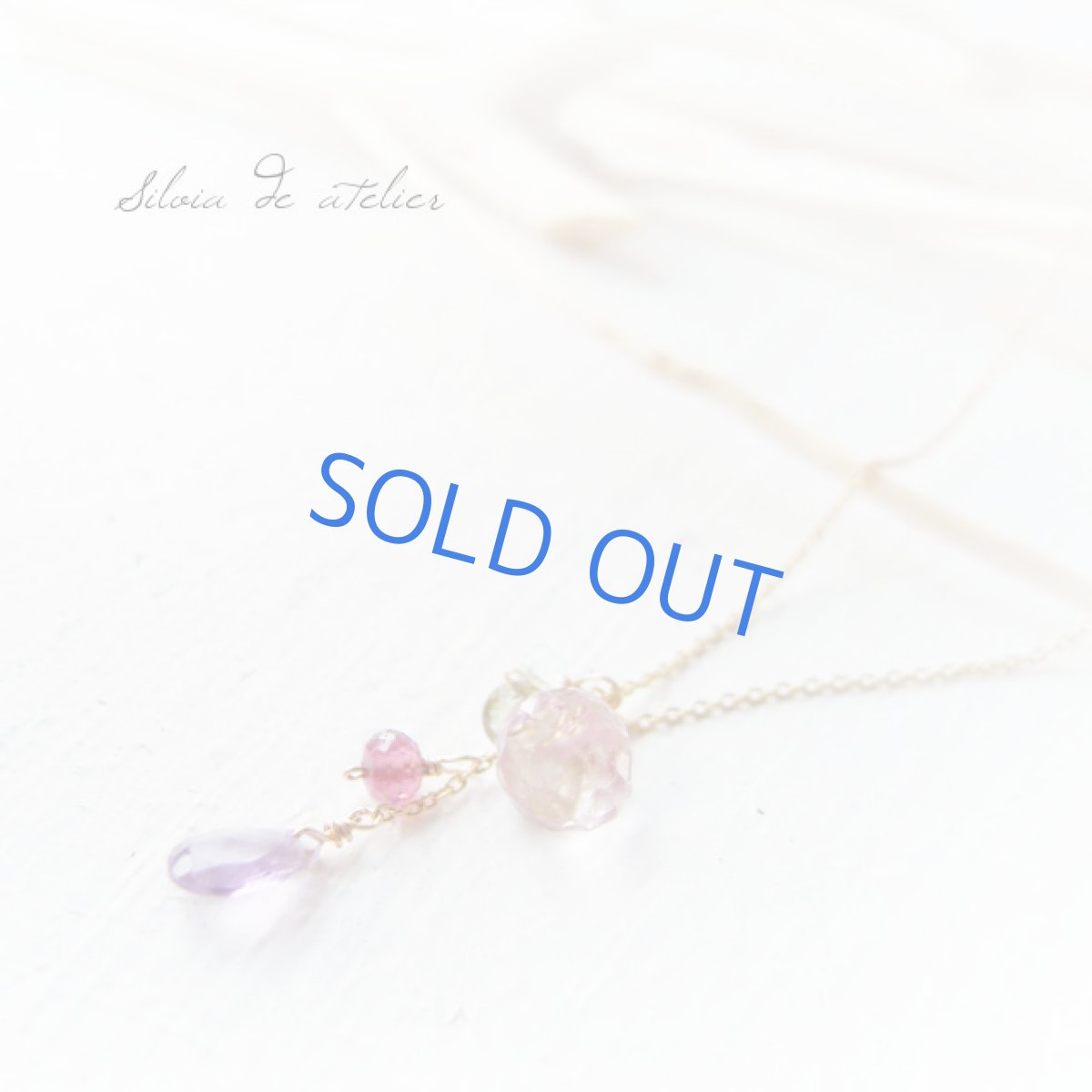 画像2: ピンククォーツ・アメジスト・グリーンサファイヤ　ライン　14kgfネックレス (2)