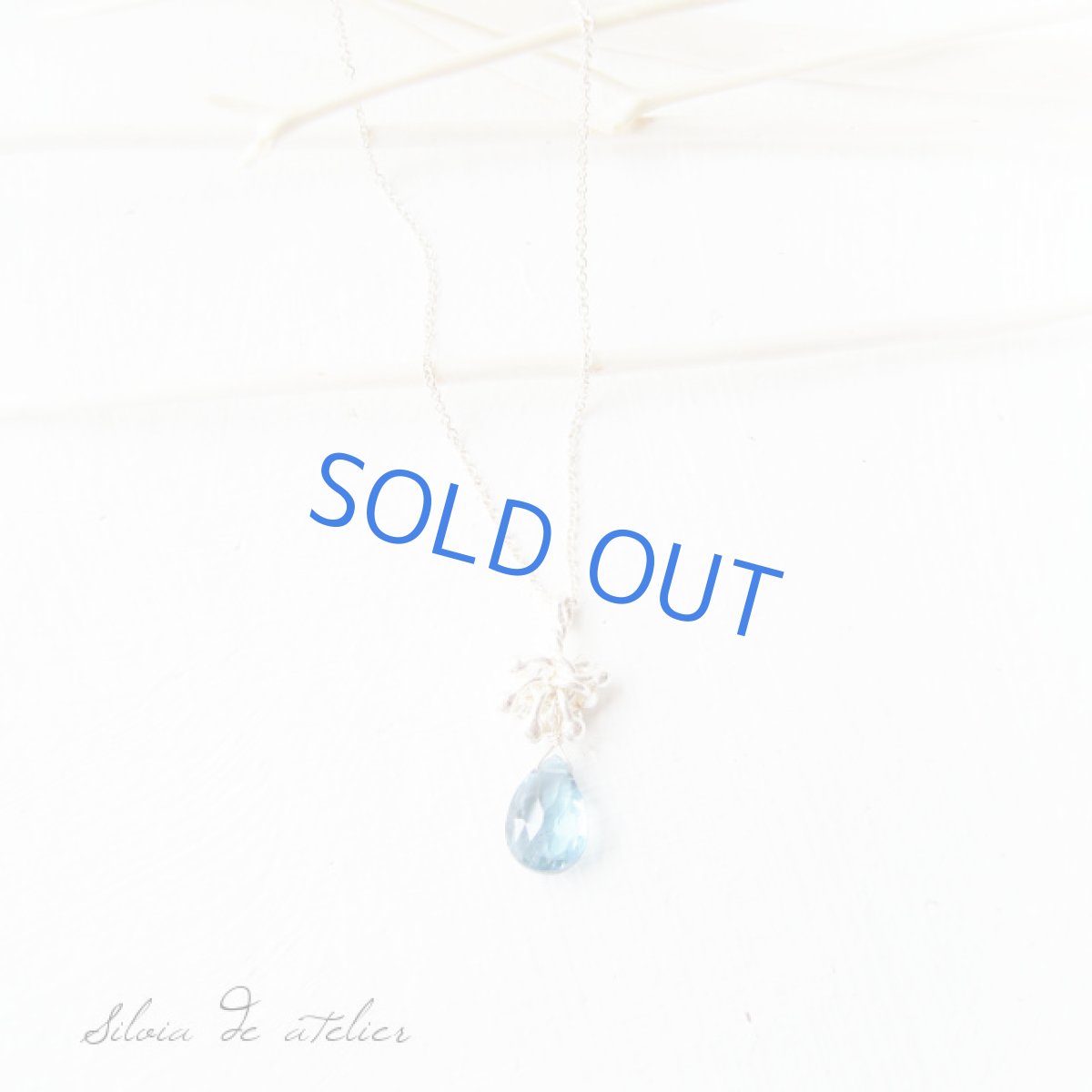 画像4: 大粒ロンドンブルートパーズ ペアシェイプ silver925ネックレス (4)