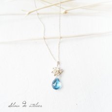 画像4: 大粒ロンドンブルートパーズ　ペアシェイプ　silver925ネックレス (4)