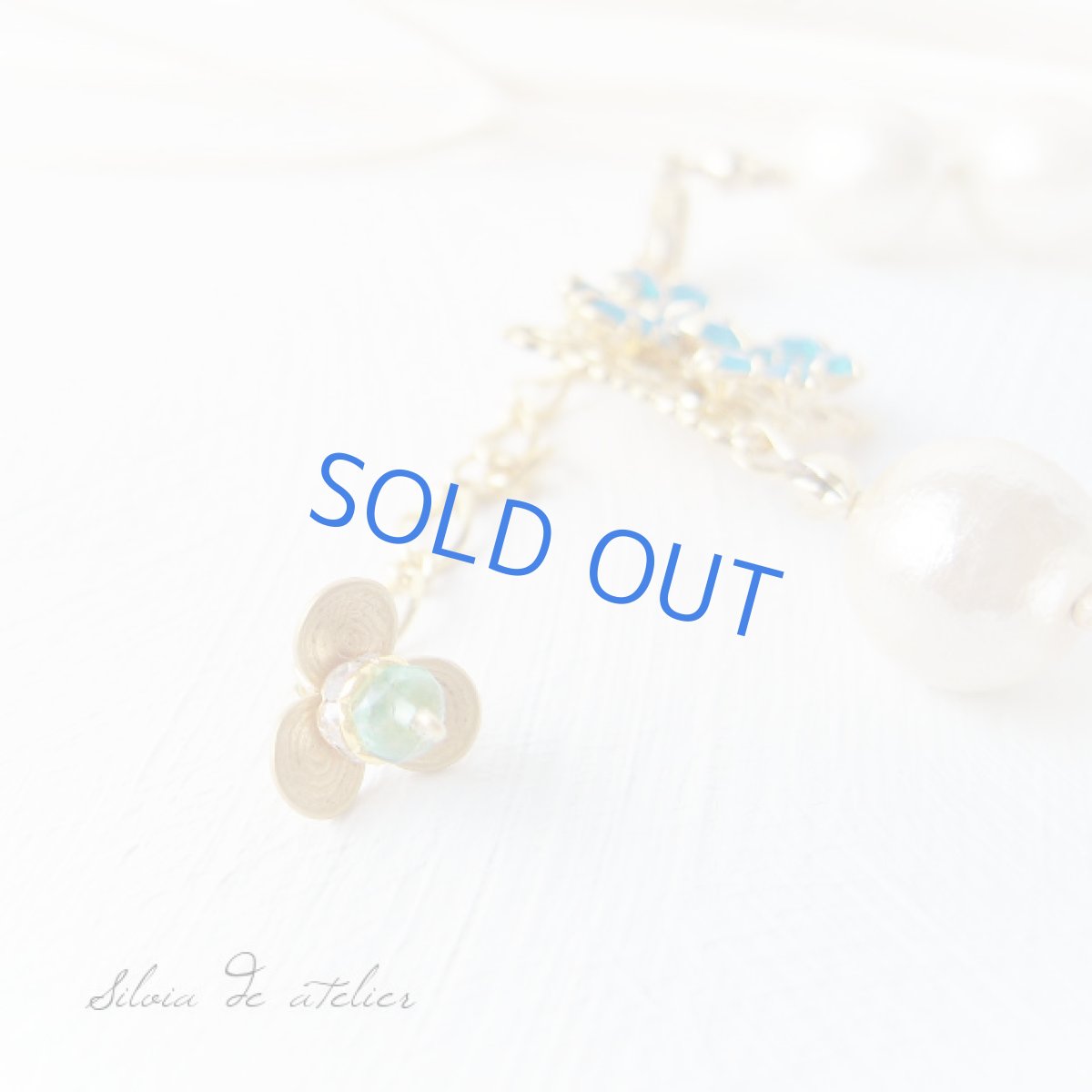 画像2: グリーンフローライト×シトリン コットンパールブレスレット (2)