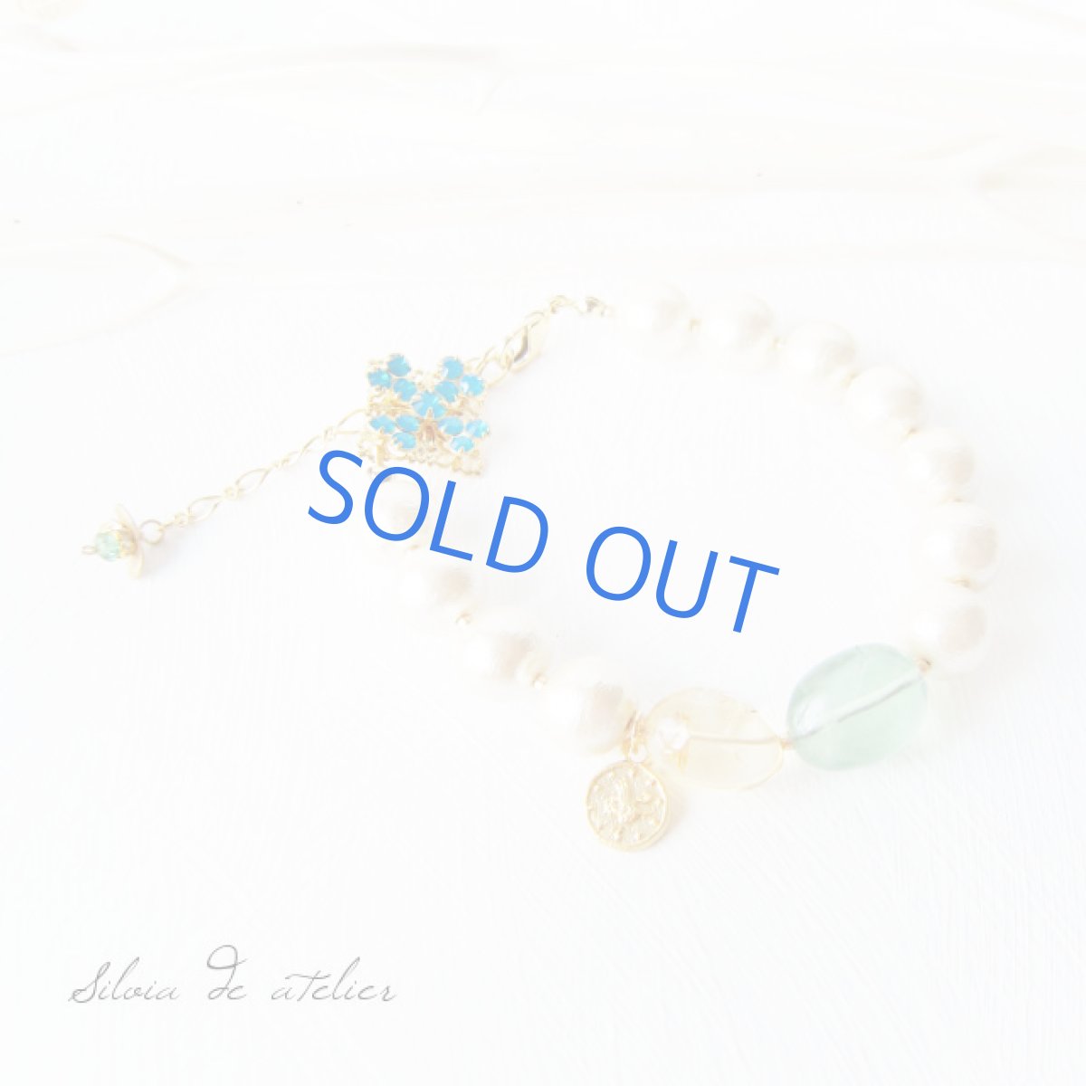 画像3: グリーンフローライト×シトリン コットンパールブレスレット (3)