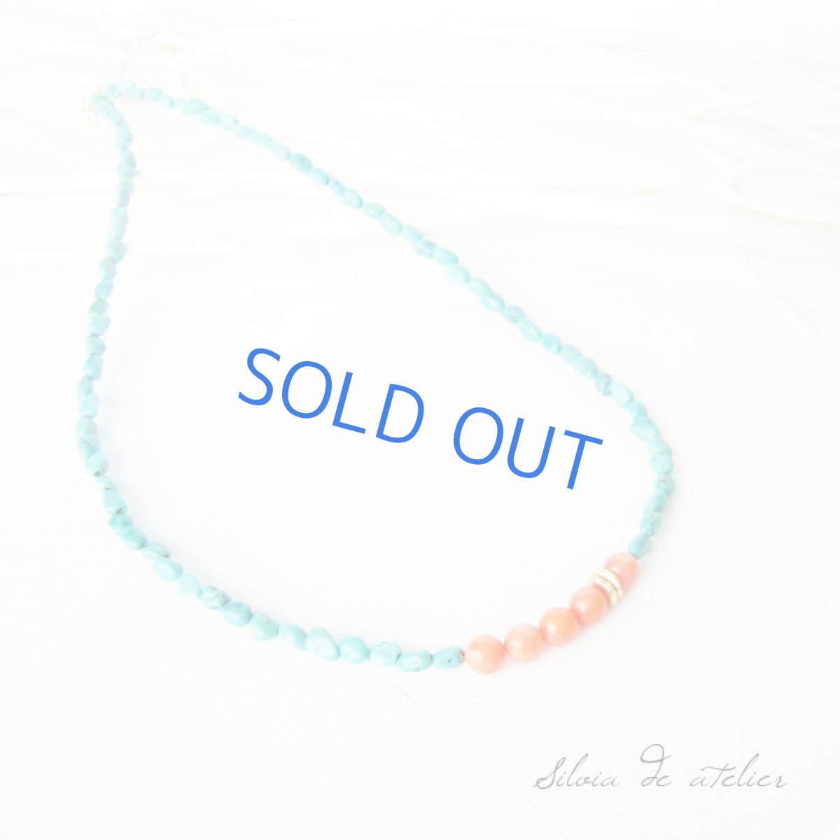 画像4: 天然ピンクコーラルラウンド 天然グリーンターコイズ ネックレス (4)