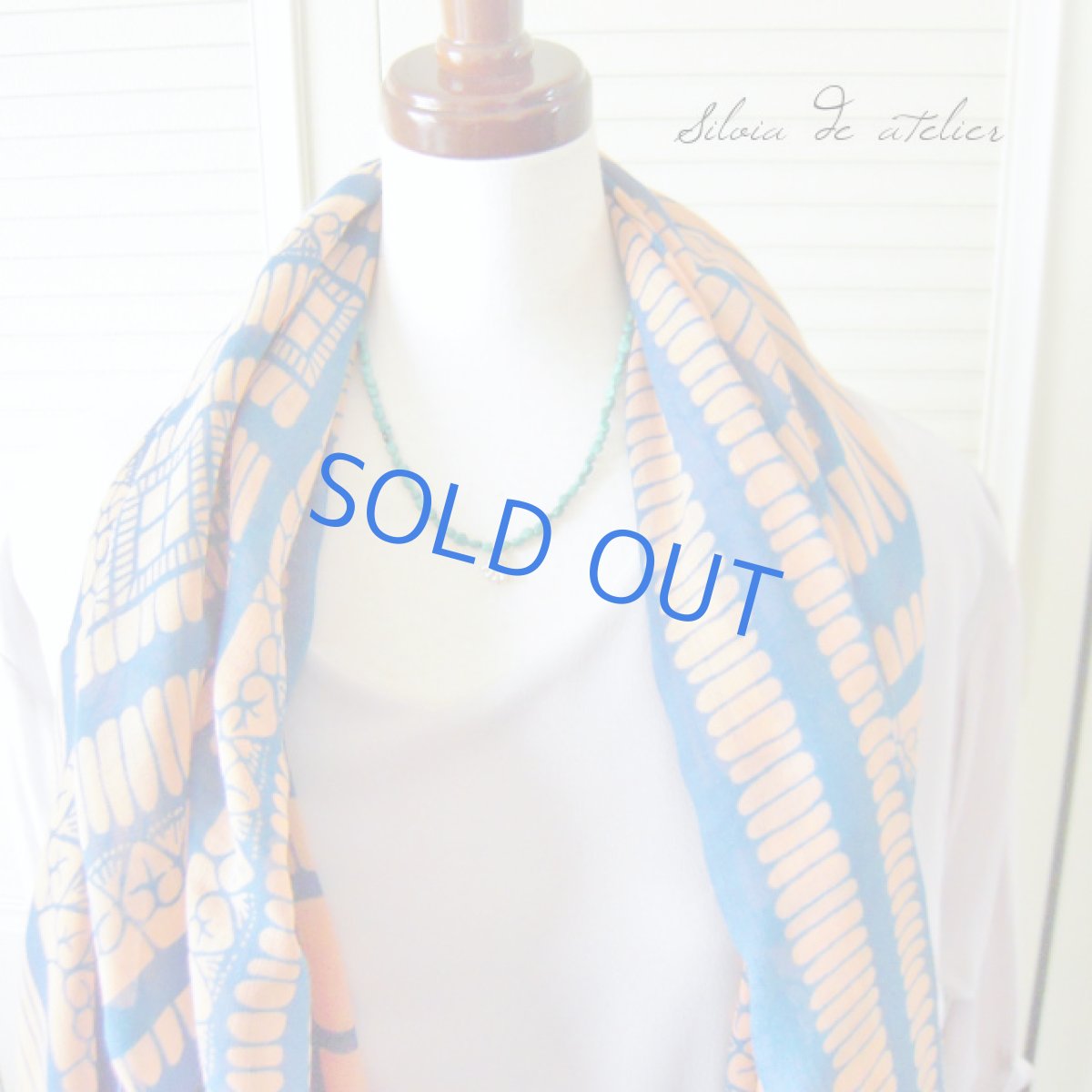 画像2: SELECT☆残り1点のみ♪ブルーピンク エスニック柄 大判ストール (2)