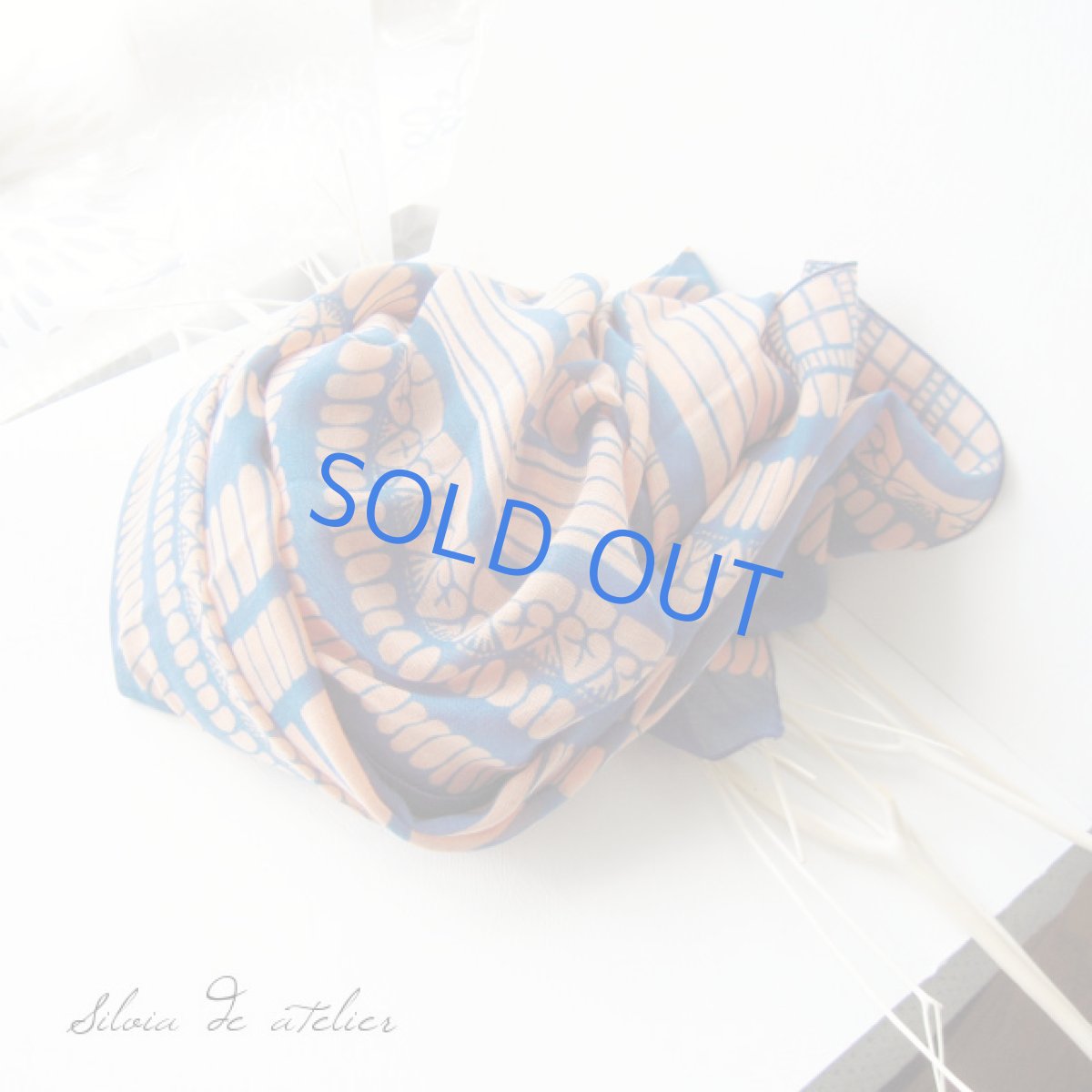 画像3: SELECT☆残り1点のみ♪ブルーピンク エスニック柄 大判ストール (3)