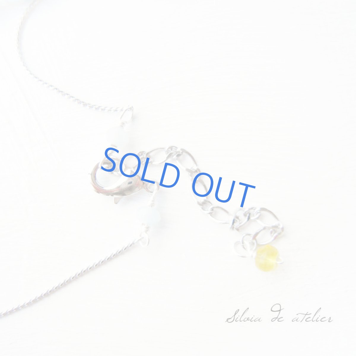 画像3: 天然カルセドニー　イエローオパール　シルバーストリングスチェーンロングネックレス (3)