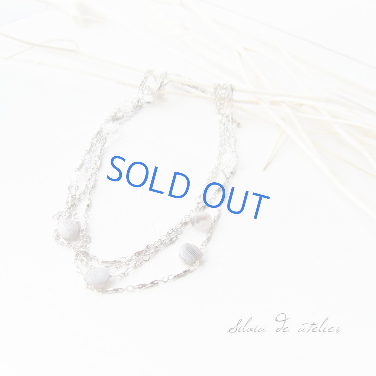 画像2: ボツワナアゲート＆クリスタル　シルバーチェーン2連ロングネックレス (2)