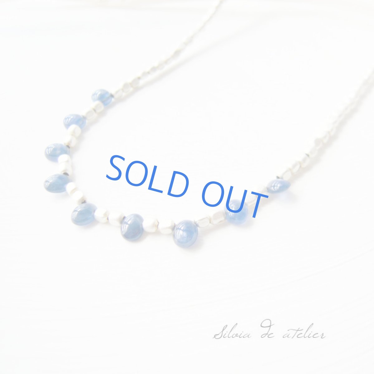 画像3: ブルーサファイア ステーション マットシルバーネックレス (3)