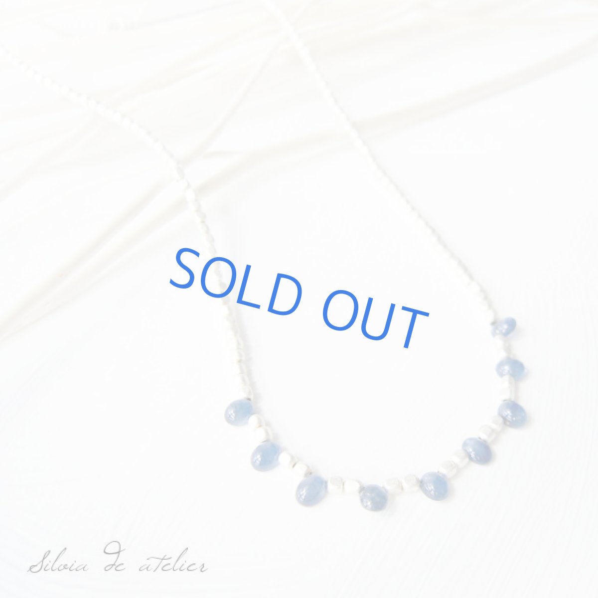 画像2: ブルーサファイア ステーション マットシルバーネックレス (2)