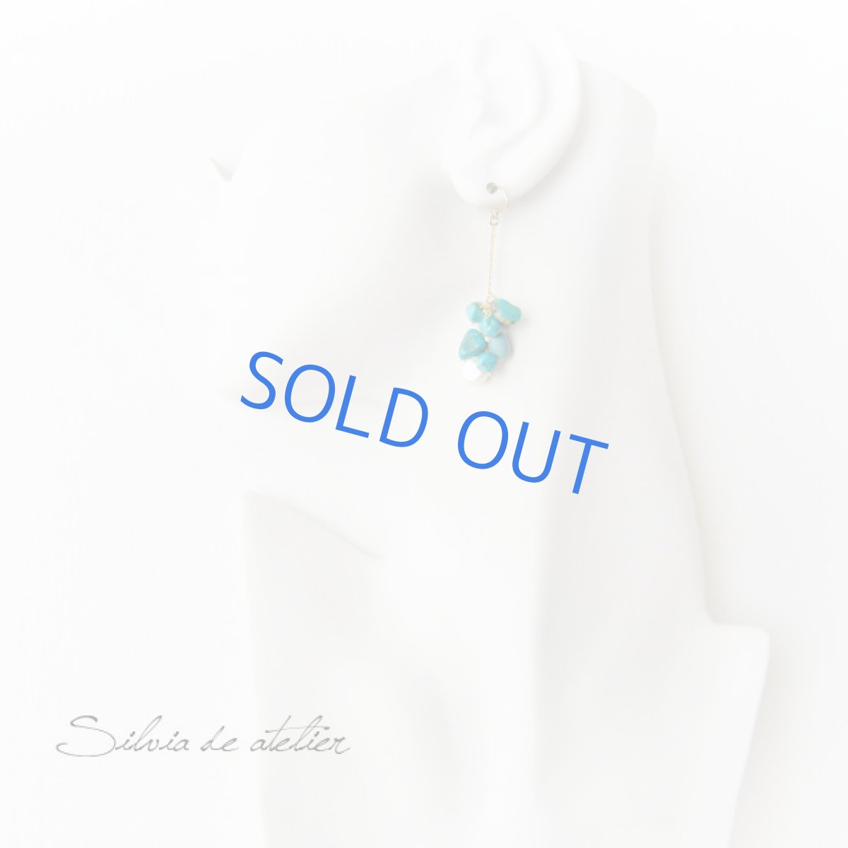 画像3: ターコイズタンブル×淡水パール フリンジ 14kgfピアス (3)