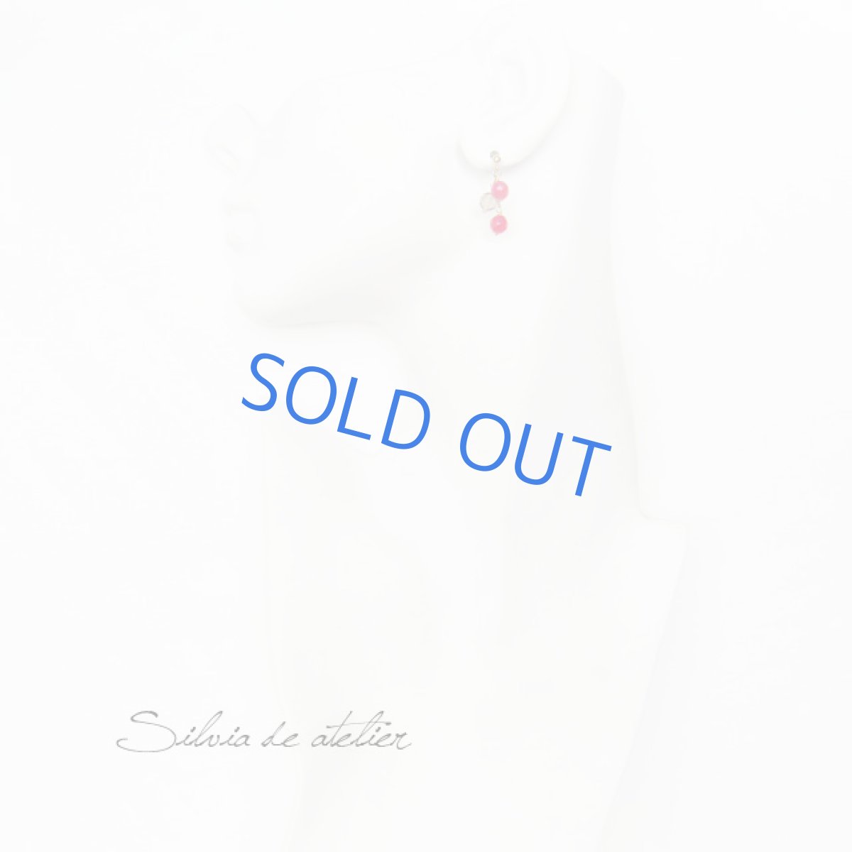 画像2: ピンクカルセドニー＆スモーキークォーツ　ボンボン14kgfピアス (2)