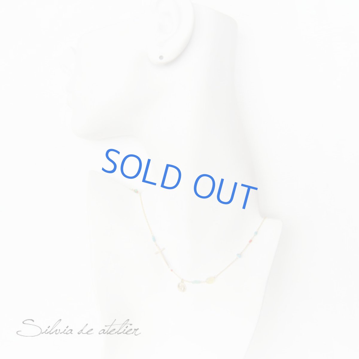 画像2: 南米ロザリオ風 クロスチャーム ターコイズエメラルド14kgfネックレス (2)