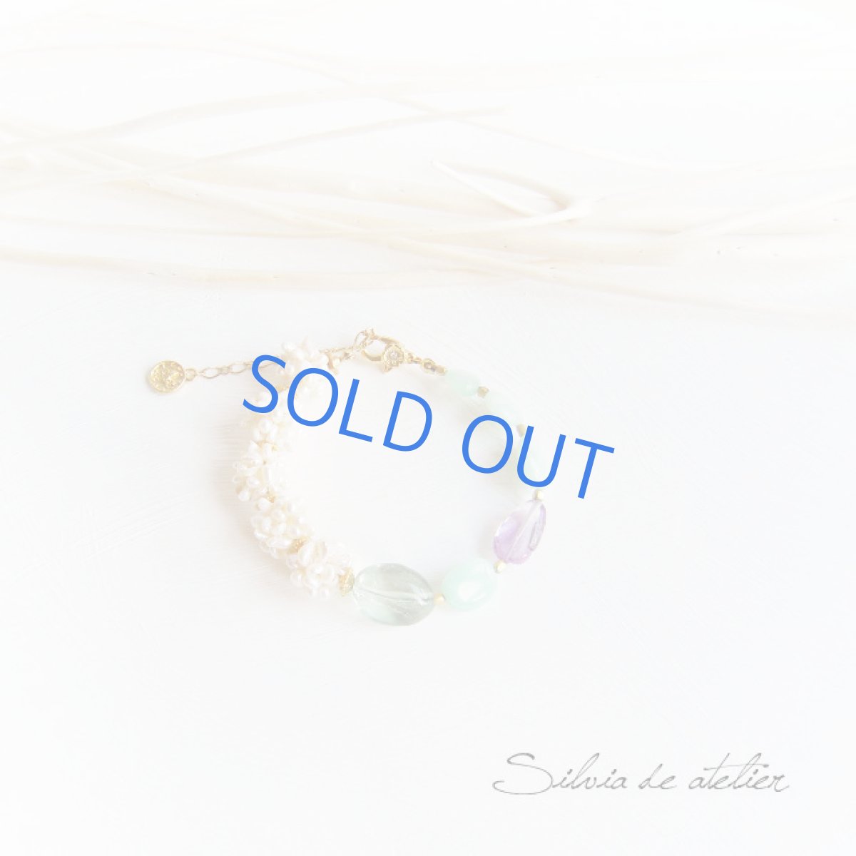 画像3: フローライト&アメジスト タンブル 淡水パールボール ブレスレット (3)