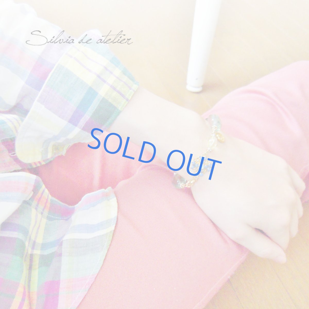 画像4: グリーンフローライト×クリスタル スワロフスキーブレスレット (4)