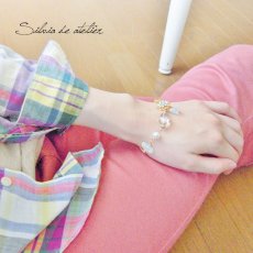 画像4: グリーンフローライト×コーラル　スワロフスキーブレスレット (4)
